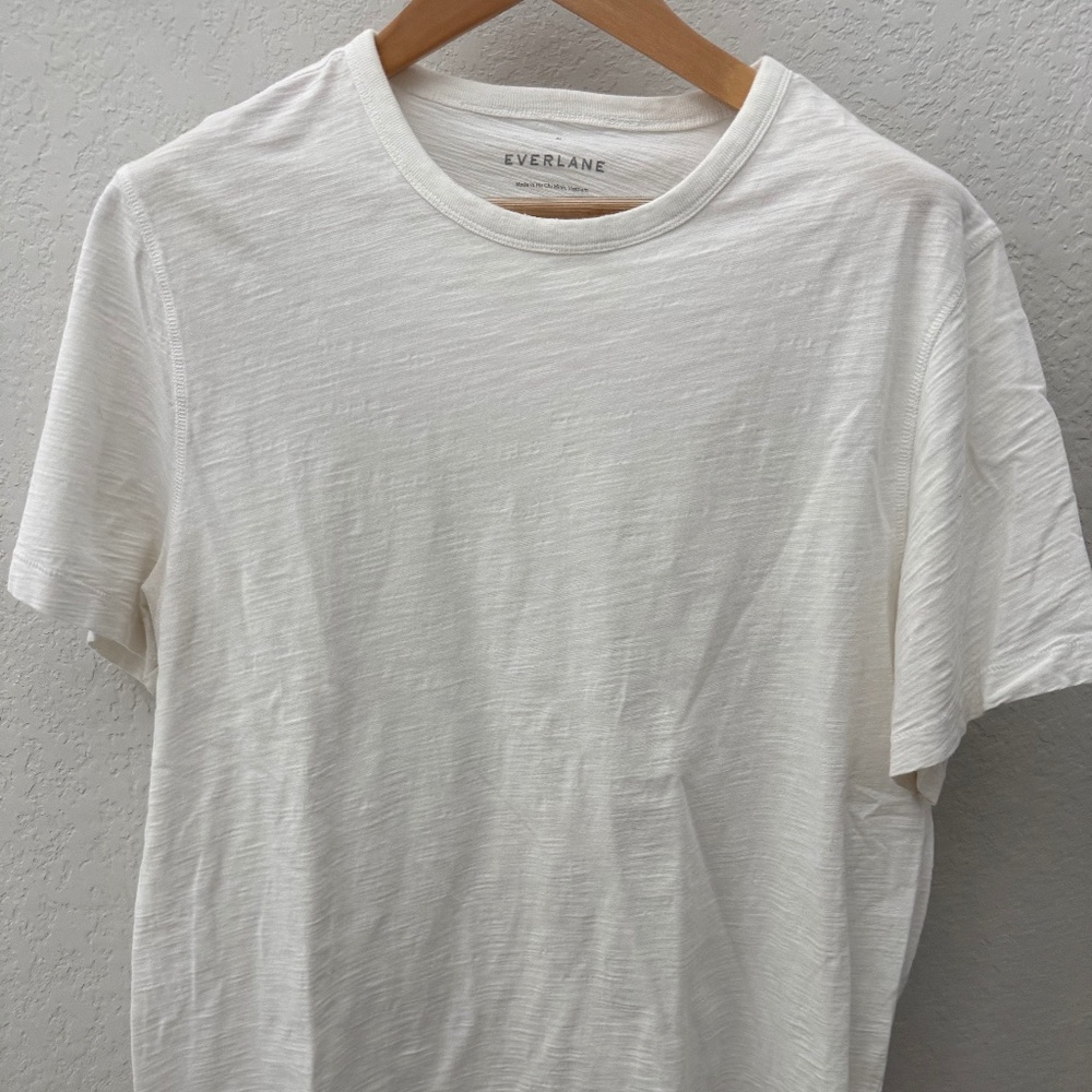 Everlane Cotton Slub Crew T-Shirt - XL WHITE